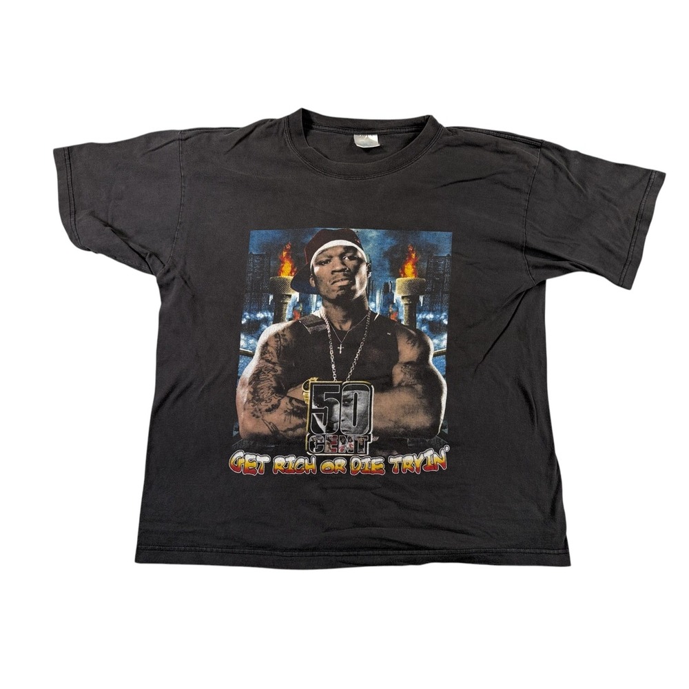 Vintage 50 Cent Get Rich or Die Tryin'‎ Tour Rap T Shirt Mens Large 2003 Promo